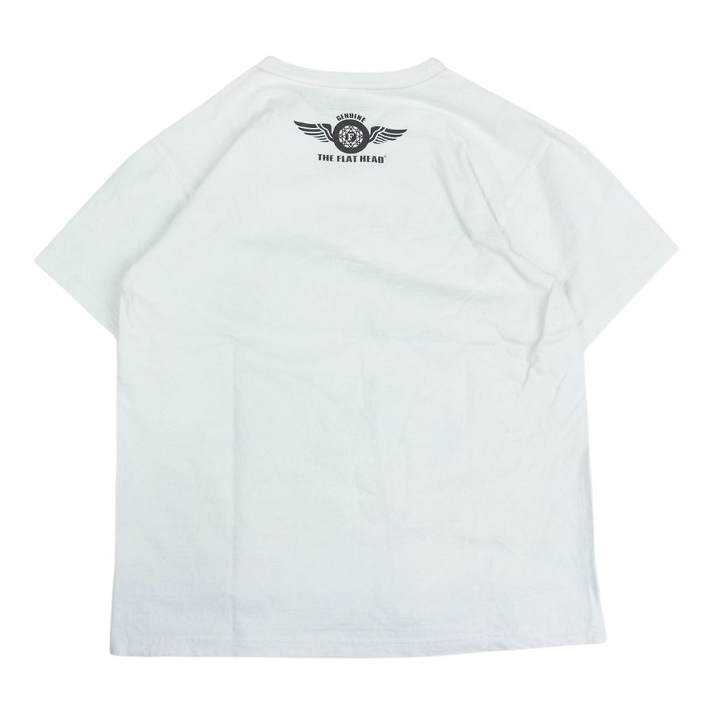 THE FLAT HEAD ザフラットヘッド FN-THC-014 T SHIRT THC SERIES 3本針の1本外し縫製 ヘビー ウェイト 半袖 Tシャツ  ホワイト系 38【中古】