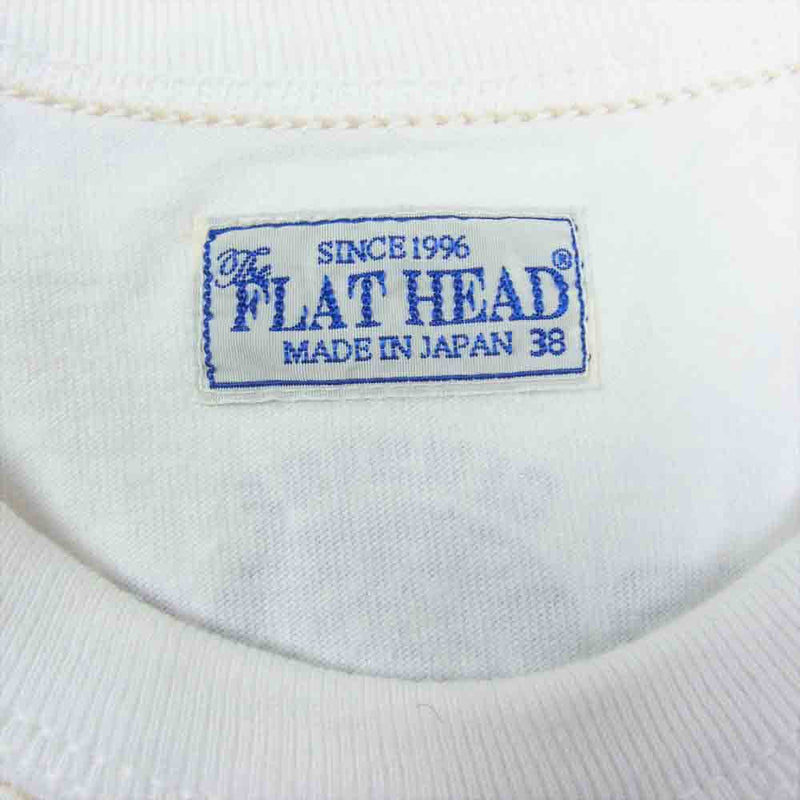 THE FLAT HEAD ザフラットヘッド FN-THC-014 T SHIRT THC SERIES 3本針の1本外し縫製 ヘビー ウェイト 半袖 Tシャツ  ホワイト系 38【中古】