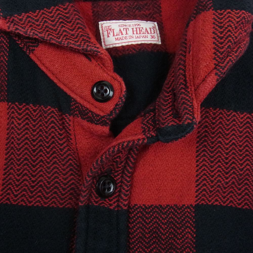 THE FLAT HEAD ザフラットヘッド バッファローチェック ブロックチェック 長袖 ヘビー ネル シャツ  レッド系 36【中古】