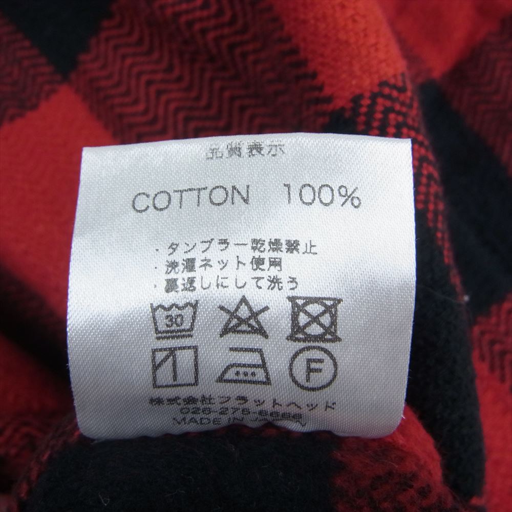 THE FLAT HEAD ザフラットヘッド バッファローチェック ブロックチェック 長袖 ヘビー ネル シャツ  レッド系 36【中古】