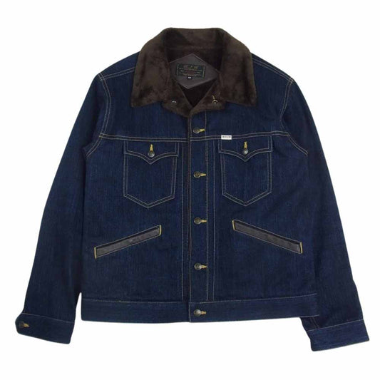 R.J.B アールジェイビー THE FLAT HEAD フラットヘッド ジンバブエコットン デニム ボア ジャケット インディゴブルー系 40【中古】