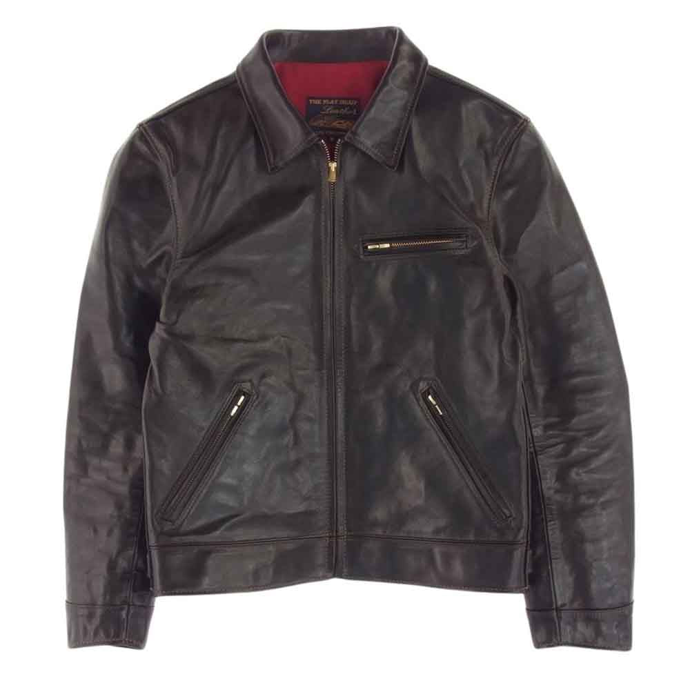 THE FLAT HEAD ザフラットヘッド SRJ-07C  HORSE HIDE RIDERS JKT ホースハイド 馬革 レザー 茶芯革 シングル ライダース ジャケット ブラック系 S【中古】