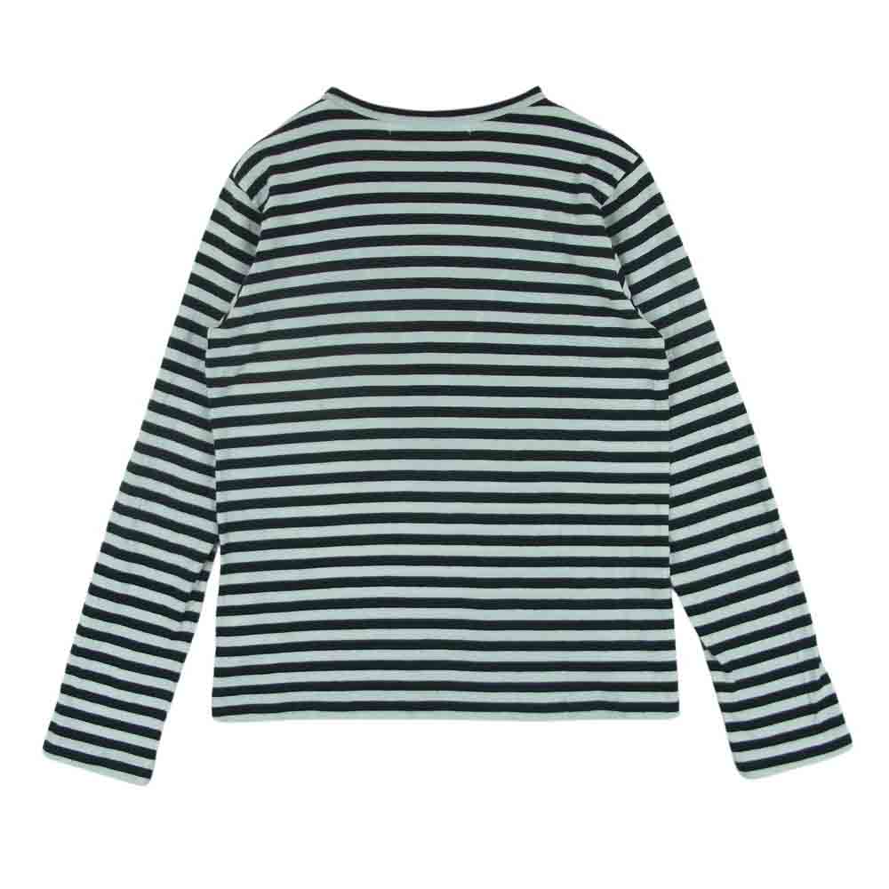 PLAY COMME des GARCONS プレイコムデギャルソン AD2019 AZ-T163  ハートワッペン ボーダー カットソー 長袖 Tシャツ レディース ブラック系 ホワイト系 M【中古】