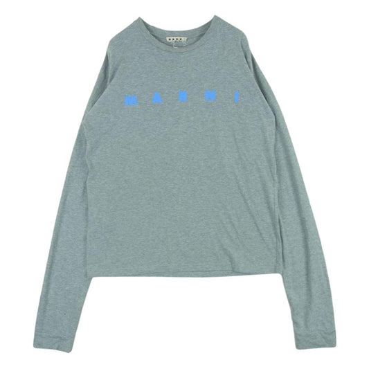 MARNI マルニ ロゴ ロングスリーブ 長袖 Tシャツ カットソー コットン イタリア製 グレー系 44【中古】
