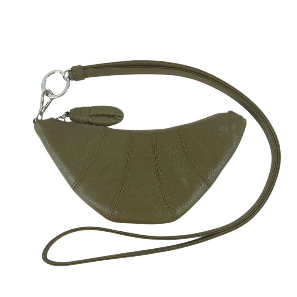 ルメール AC1015 LL0018 CROISSANT COIN PURSE NECKLACE クロワッサン コインポーチ ネックレス ブラウン系 OLIVE BROWN F【美品】【中古】