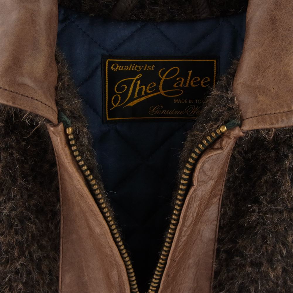 CALEE キャリー 14AW CL-14AW048 ALPACA SHAGGY LEATHER COMB SPORTS JACKET ホースハイド 馬革 レザー切替 アルパカ シャギー ジャケット ブラウン系 M【中古】