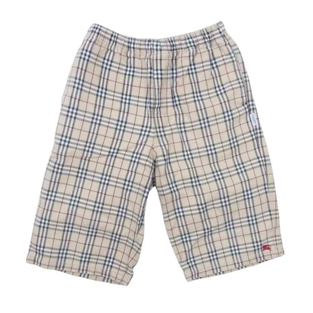 BURBERRY BLUE LABEL バーバリーブルーレーベル ロゴ刺繍 ノバチェック ハーフ パンツ ショーツ ブラウン系 M【中古】