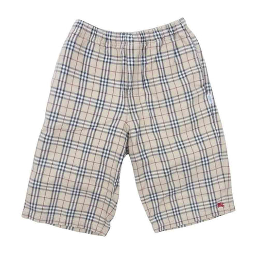 BURBERRY BLUE LABEL バーバリーブルーレーベル ロゴ刺繍 ノバチェック ハーフ パンツ ショーツ ブラウン系 M【中古】