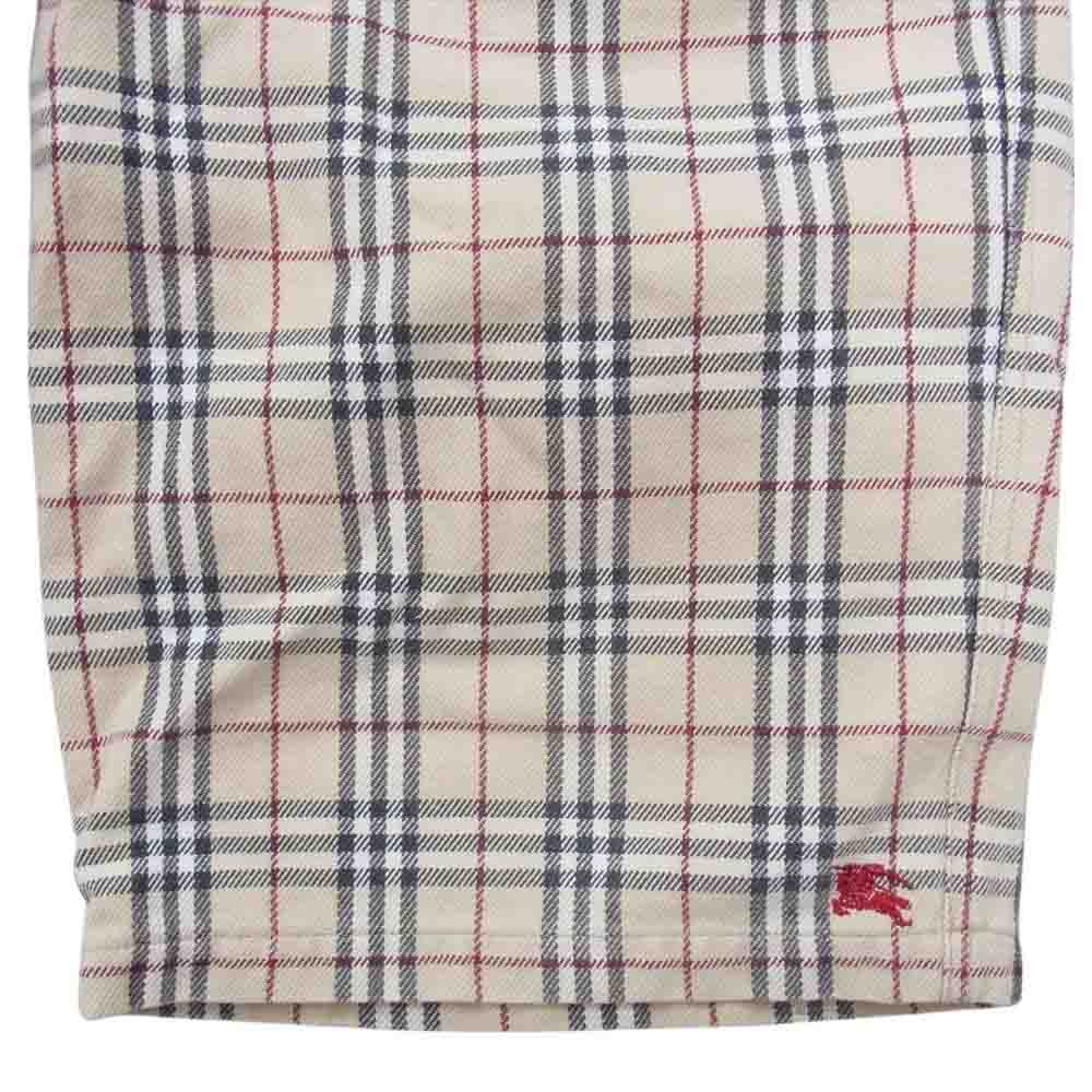 BURBERRY BLUE LABEL バーバリーブルーレーベル ロゴ刺繍 ノバチェック ハーフ パンツ ショーツ ブラウン系 M【中古】