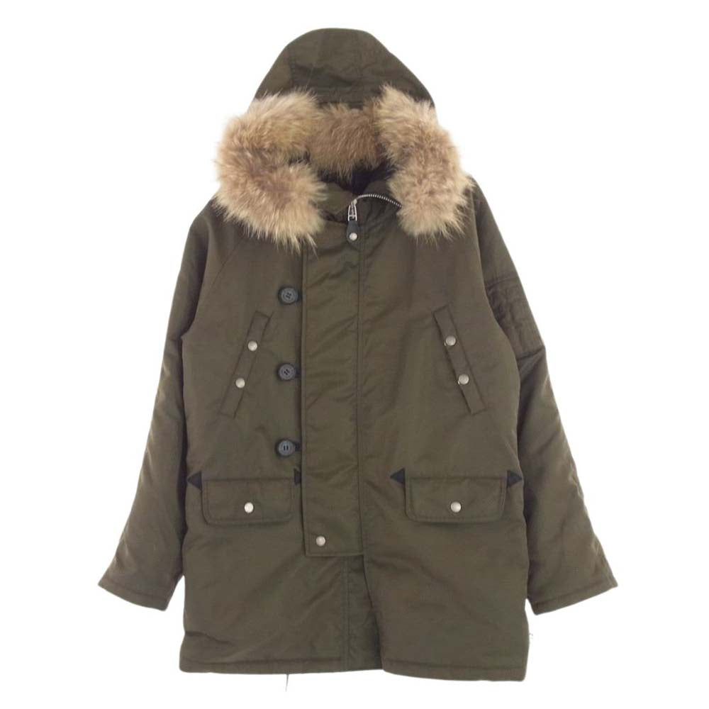 BURBERRY BLUE LABEL バーバリーブルーレーベル FCK51-917-63 ファー ダウン ジャケット 裏地チェック カーキ系 L【中古】