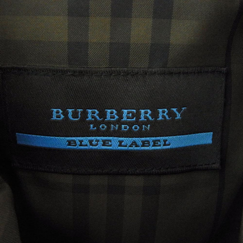 BURBERRY BLUE LABEL バーバリーブルーレーベル FCK51-917-63 ファー ダウン ジャケット 裏地チェック カーキ系 L【中古】