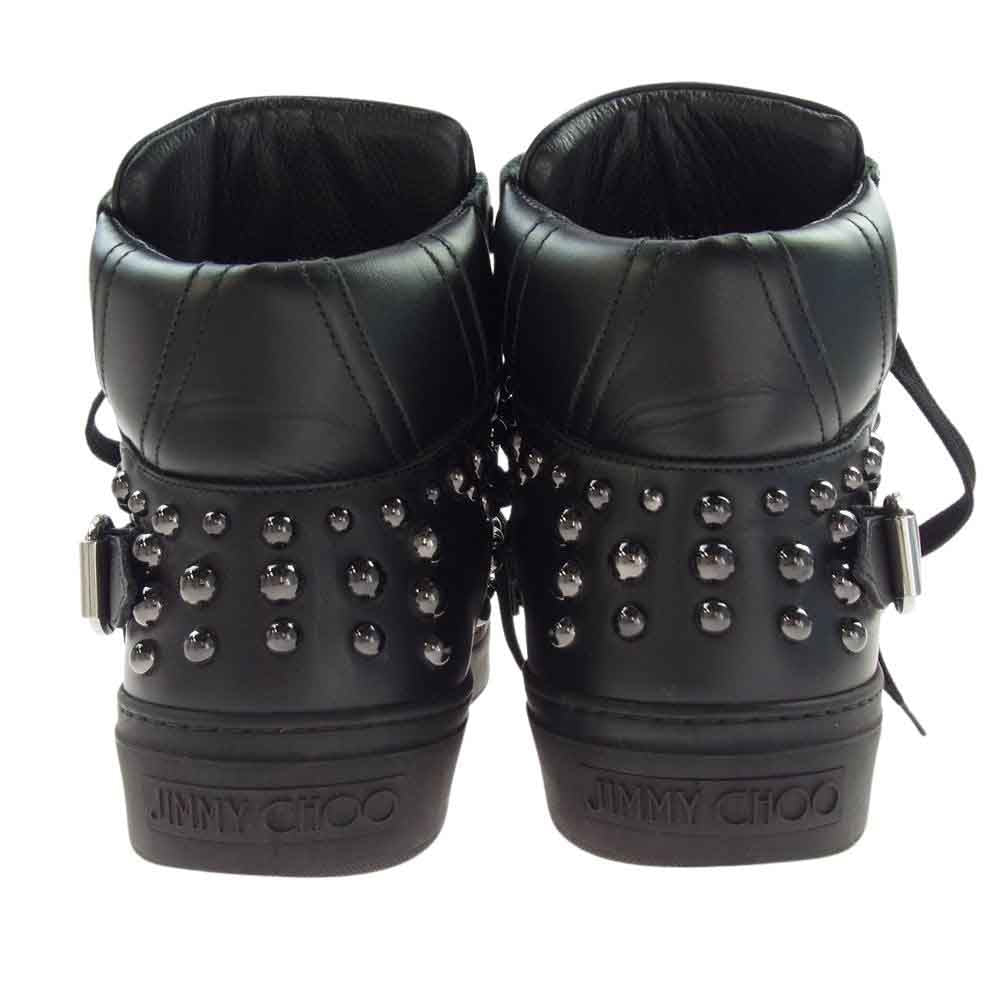 JIMMY CHOO ジミーチュウ RUBEN ルーベン スタッズ ベルト ハイカット スニーカー シューズ ブラック系 42.5【中古】