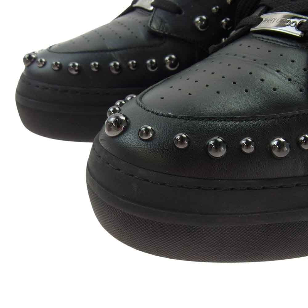 JIMMY CHOO ジミーチュウ RUBEN ルーベン スタッズ ベルト ハイカット スニーカー シューズ ブラック系 42.5【中古】
