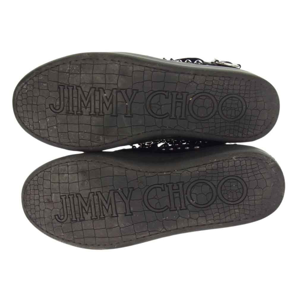 JIMMY CHOO ジミーチュウ RUBEN ルーベン スタッズ ベルト ハイカット スニーカー シューズ ブラック系 42.5【中古】