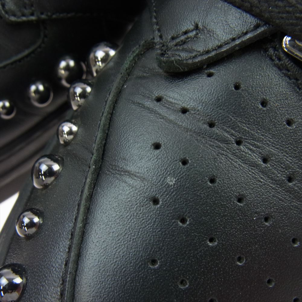 JIMMY CHOO ジミーチュウ RUBEN ルーベン スタッズ ベルト ハイカット スニーカー シューズ ブラック系 42.5【中古】