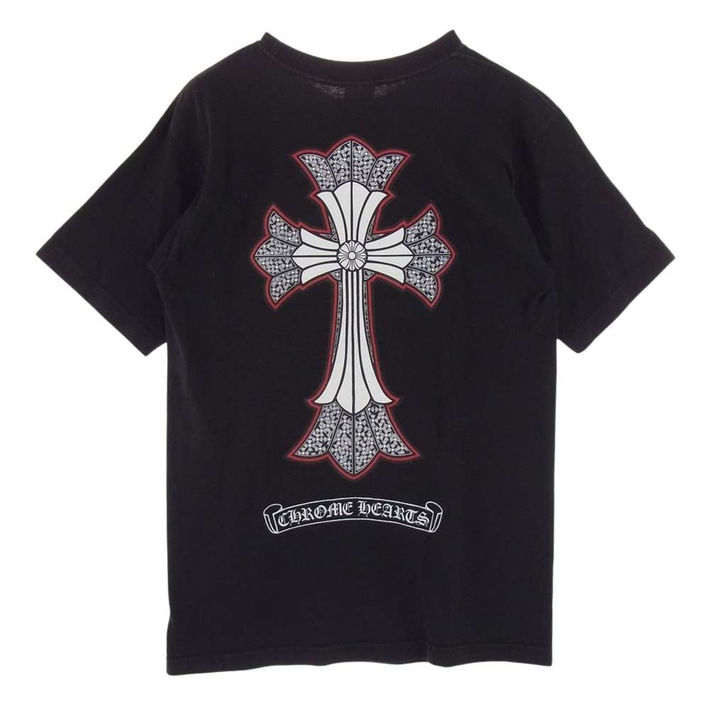 CHROME HEARTS クロムハーツ（原本無） ネックロゴ ダブルCHクロス バックプリント ポケット付き 半袖 Tシャツ ブラック系 M【中古】