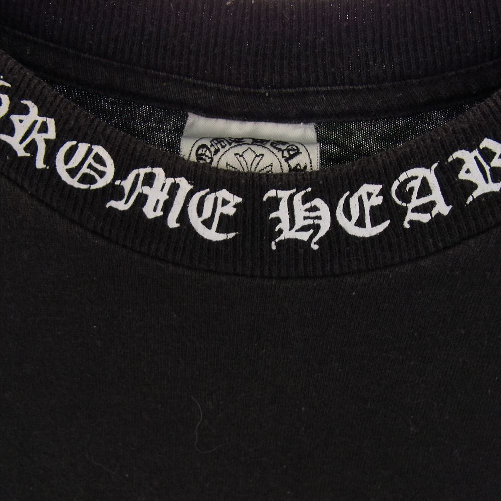 CHROME HEARTS クロムハーツ（原本無） ネックロゴ ダブルCHクロス バックプリント ポケット付き 半袖 Tシャツ ブラック系 M【中古】