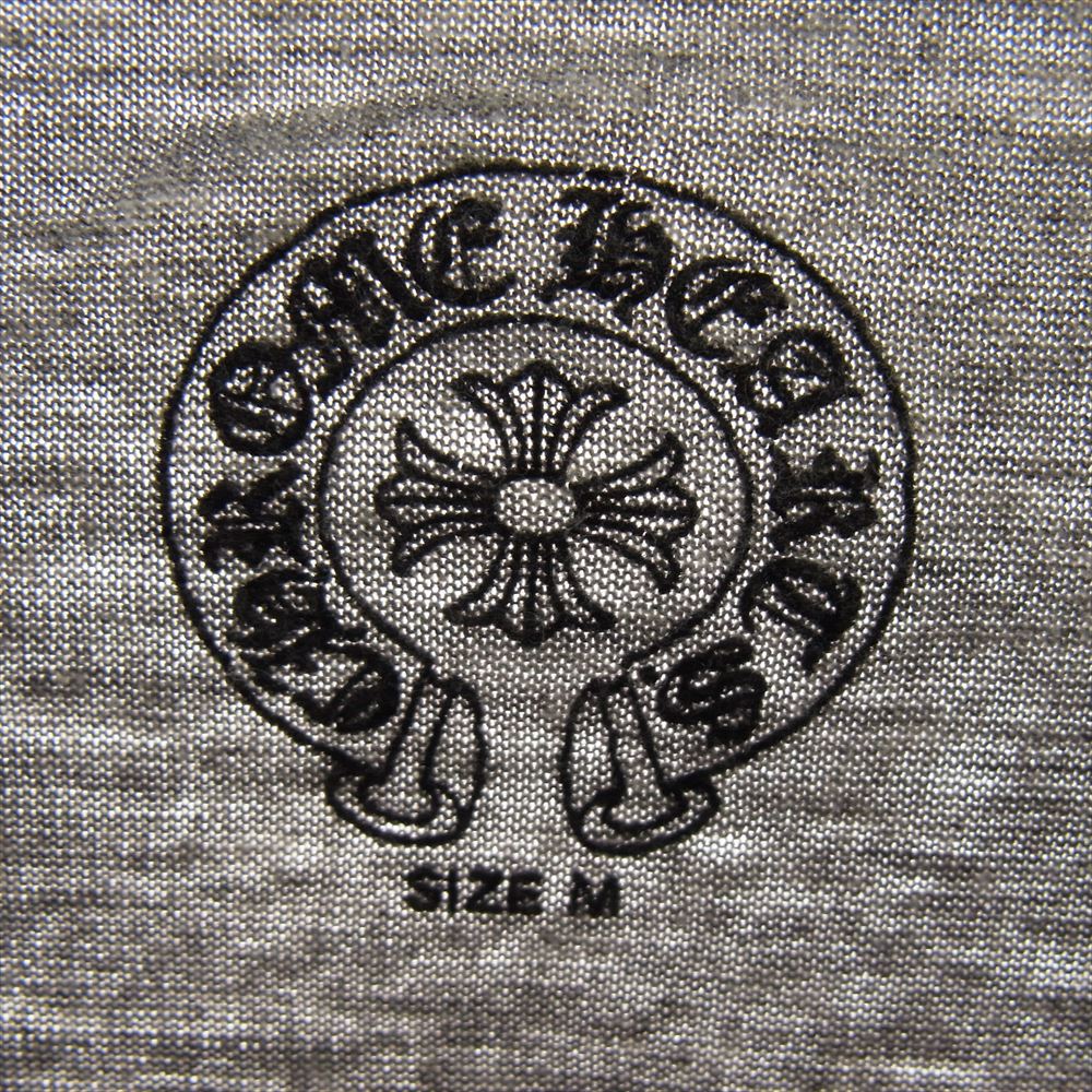 CHROME HEARTS クロムハーツ（原本無） サークルロゴ バックプリント CHプラス クォータースリーブ メランジ ラグラン Tシャツ グレー系 M【中古】