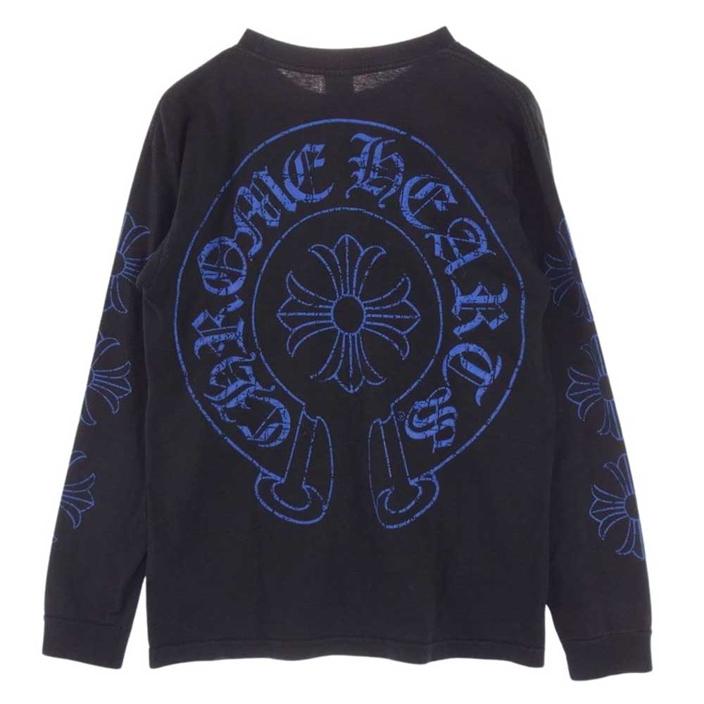 CHROME HEARTS クロムハーツ（原本無） CHプラス ホースシュー バックプリント 袖プリント ポケット付き 長袖  Tシャツ ブラック ブラック系 M【中古】