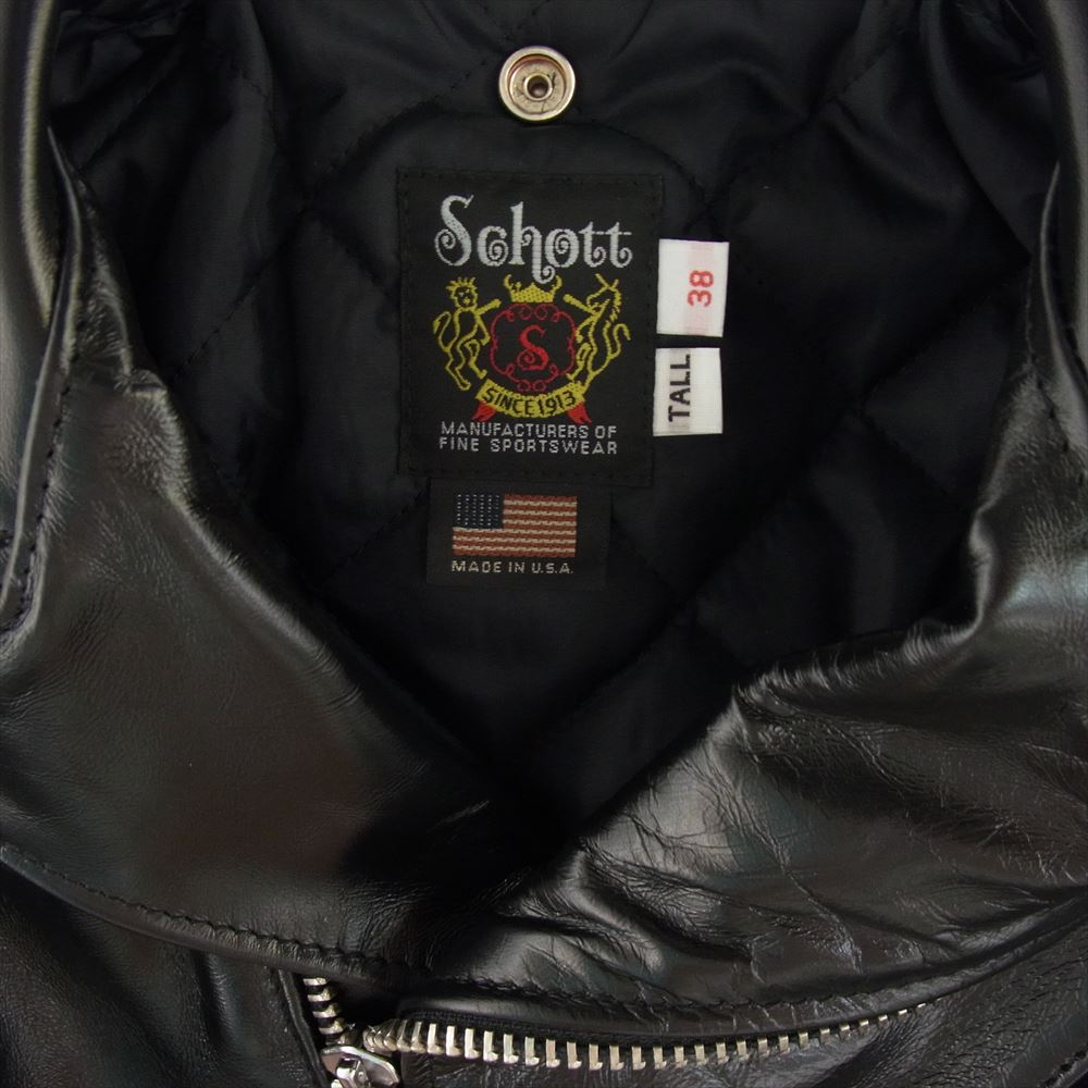 schott ショット 7823950087 613UHT HORSEHIDE ONESTAR TALL ホースハイド ワンスタートール 馬革 ダブル ライダースジャケット ブラック系 38【新古品】【未使用】【中古】