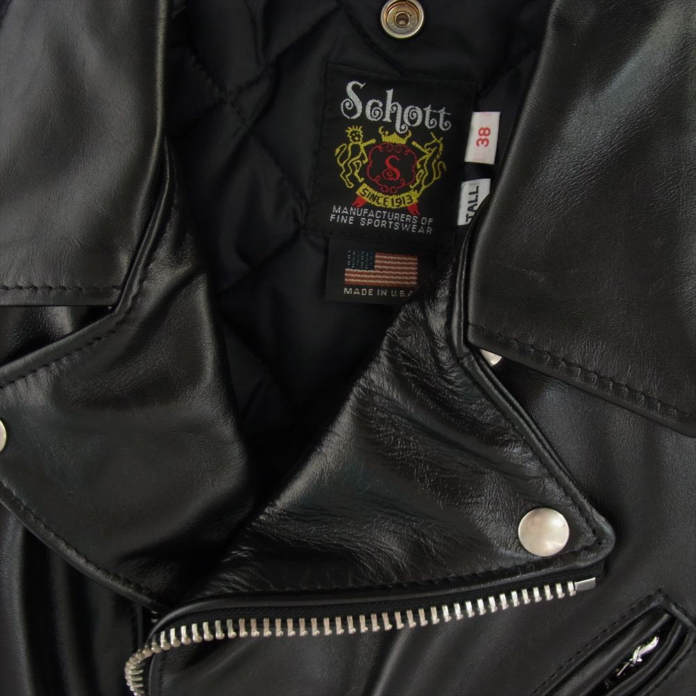 schott ショット 7823950087 613UHT HORSEHIDE ONESTAR TALL ホースハイド ワンスタートール 馬革 ダブル ライダースジャケット ブラック系 38【新古品】【未使用】【中古】