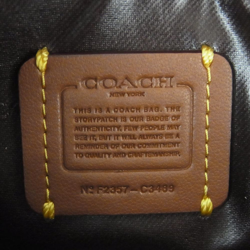 COACH コーチ C3489 ジュリエンヌ コスメティック ケース 17 クロスグレイン レザー ポーチ ブラック系【中古】