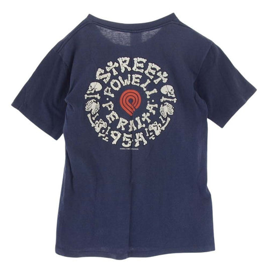 パウエル 90s USA製 ヴィンテージ PERALTA ペラルタ プリント 半袖 Tシャツ  ネイビー系 M【中古】