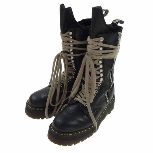 Rick Owens リックオウエンス 1918RO × Dr.Martens ドクターマーチン 18 HOLE BOOTS ロングレースアップ ブーツ ブラック系 EU42【中古】