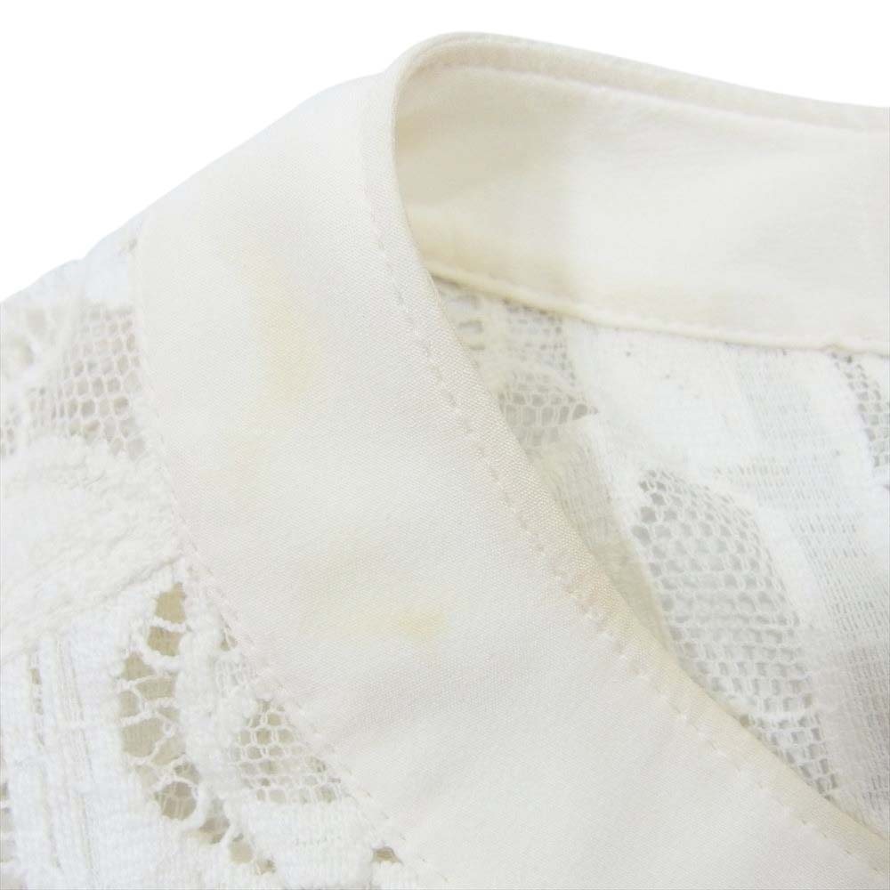 Chloe クロエ CHC19UHT4141710736 ロゴレース 襟シルク トップス ブラウス ホワイト系 36【中古】