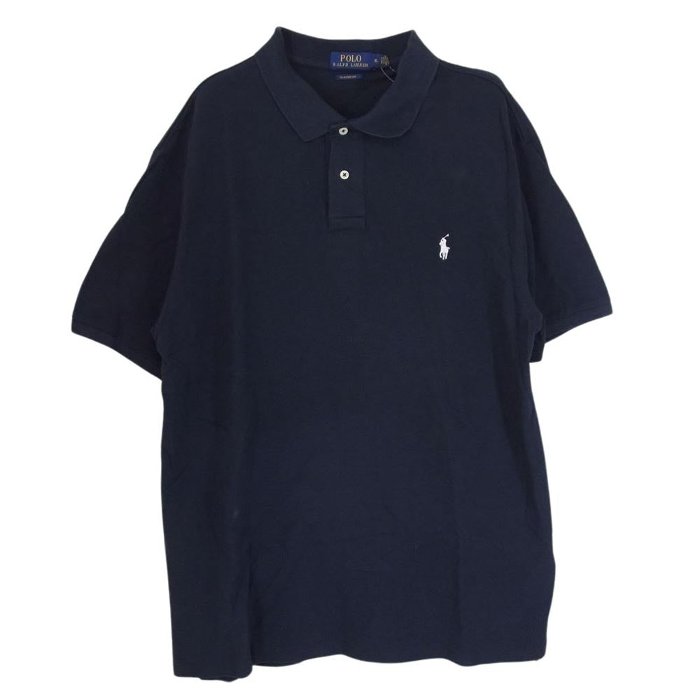 POLO RALPH LAUREN ポロ・ラルフローレン クラシックフィット 刺繍 ロゴ 半袖 ポロシャツ ネイビー系 XL【中古】
