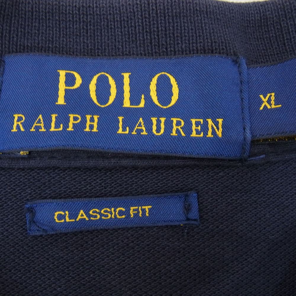 POLO RALPH LAUREN ポロ・ラルフローレン クラシックフィット 刺繍 ロゴ 半袖 ポロシャツ ネイビー系 XL【中古】
