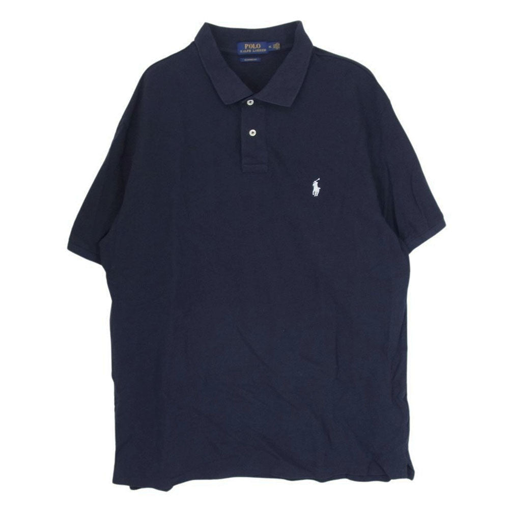 POLO RALPH LAUREN ポロ・ラルフローレン クラシックフィット 刺繍 ロゴ 半袖 ポロシャツ ネイビー系 XL【中古】