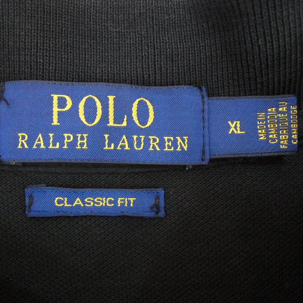 POLO RALPH LAUREN ポロ・ラルフローレン クラシックフィット 刺繍 ロゴ 半袖 ポロシャツ ブラック系 XL【中古】