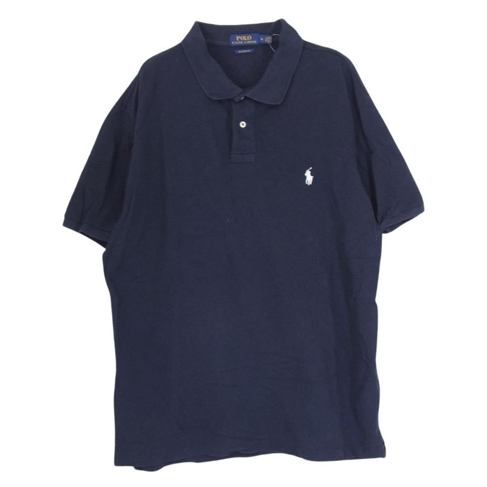POLO RALPH LAUREN ポロ・ラルフローレン クラシックフィット 刺繍 ロゴ 半袖 ポロシャツ ネイビー系 XL【中古】