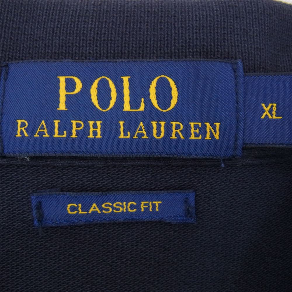POLO RALPH LAUREN ポロ・ラルフローレン クラシックフィット 刺繍 ロゴ 半袖 ポロシャツ ネイビー系 XL【中古】