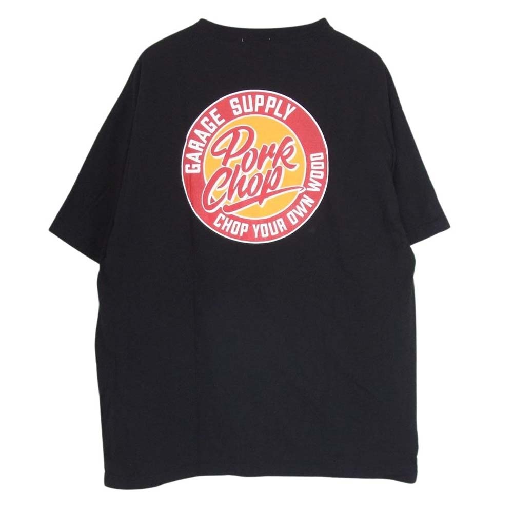 ポークチョップ  GARAGE SUPPLY ガレージサプライ STENCIL CS TEE バック プリント 半袖 Tシャツ ブラック系 XL【中古】