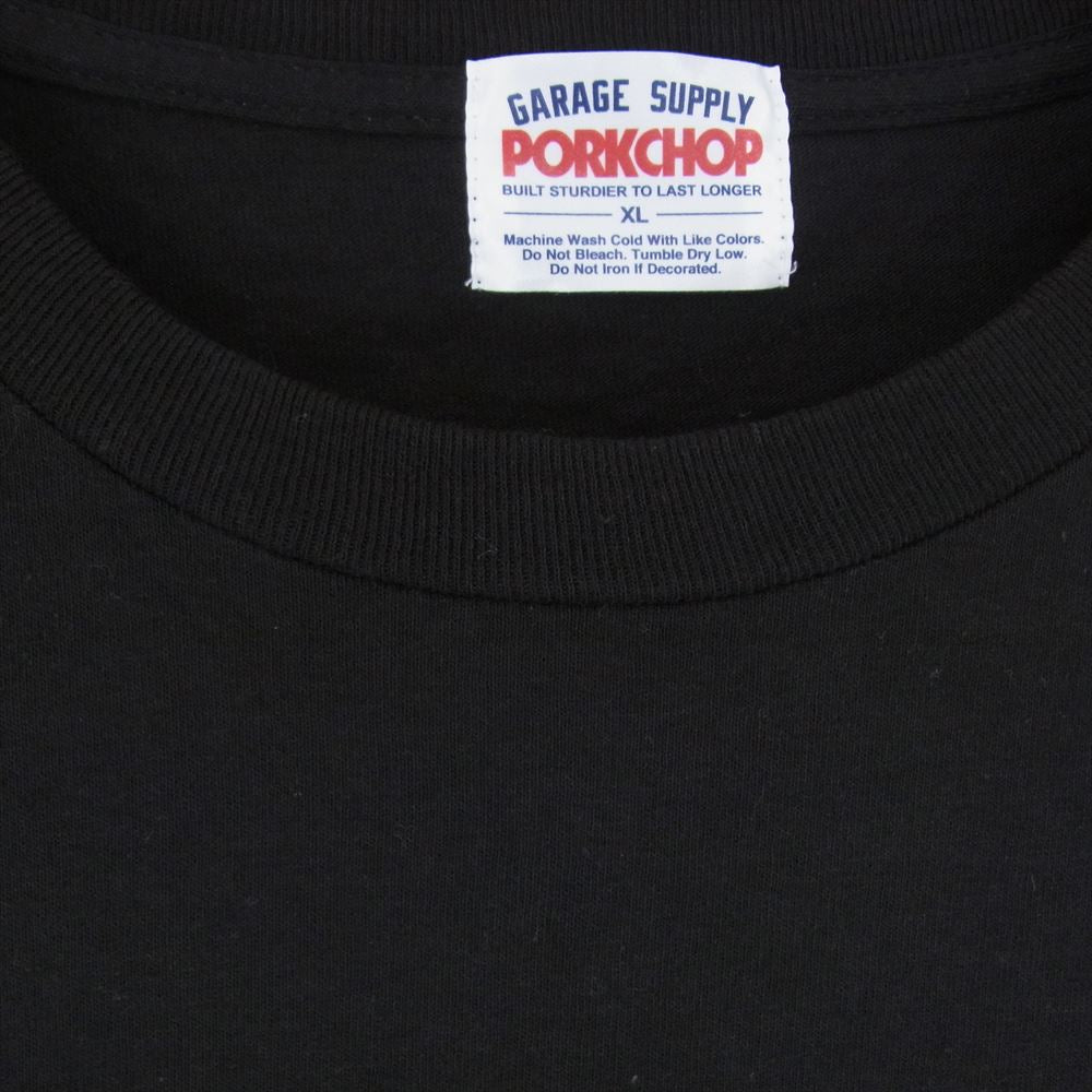 ポークチョップ  GARAGE SUPPLY ガレージサプライ STENCIL CS TEE バック プリント 半袖 Tシャツ ブラック系 XL【中古】