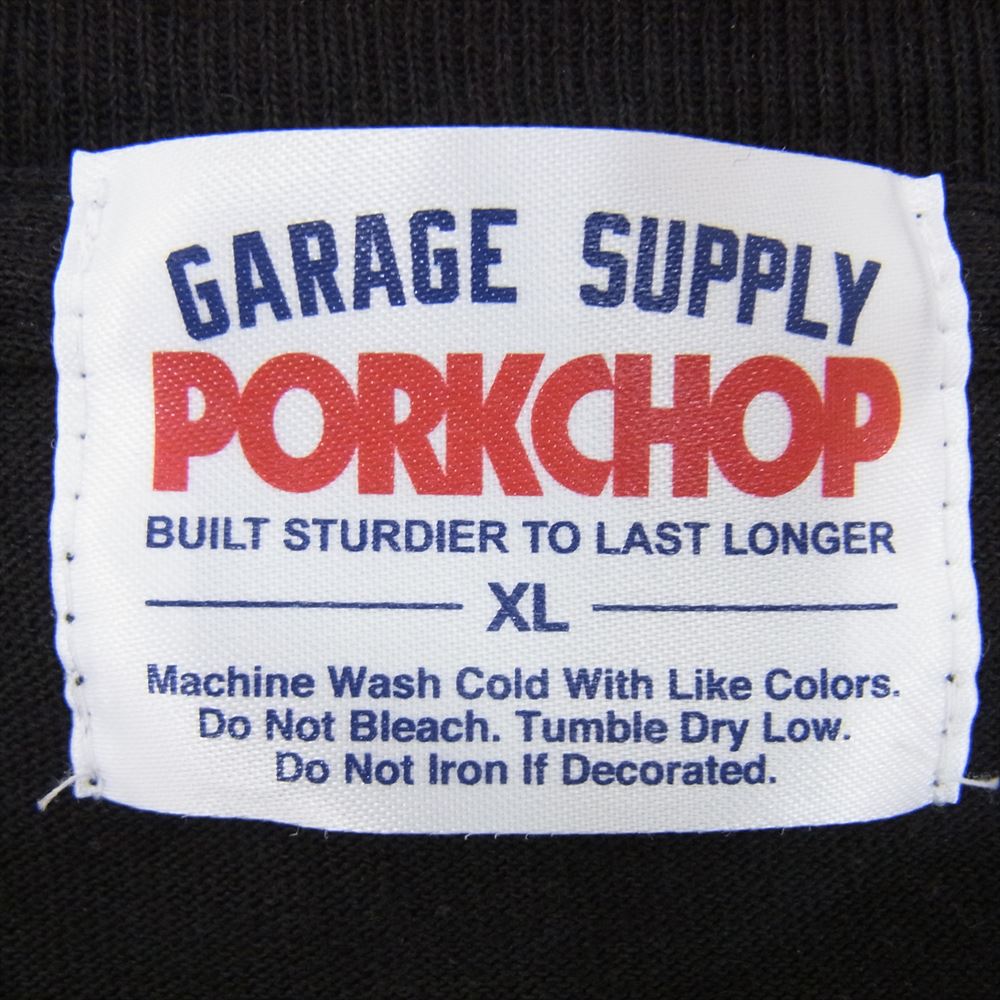 ポークチョップ  GARAGE SUPPLY ガレージサプライ STENCIL CS TEE バック プリント 半袖 Tシャツ ブラック系 XL【中古】