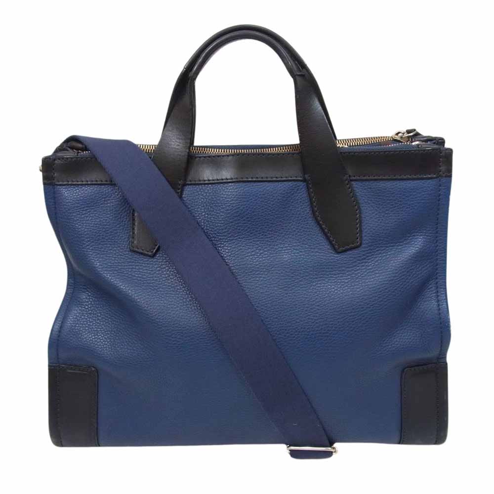STEFANOMANO ステファノマーノ 2way ビジネス トート バッグ ブリーフケース ネイビー系【中古】