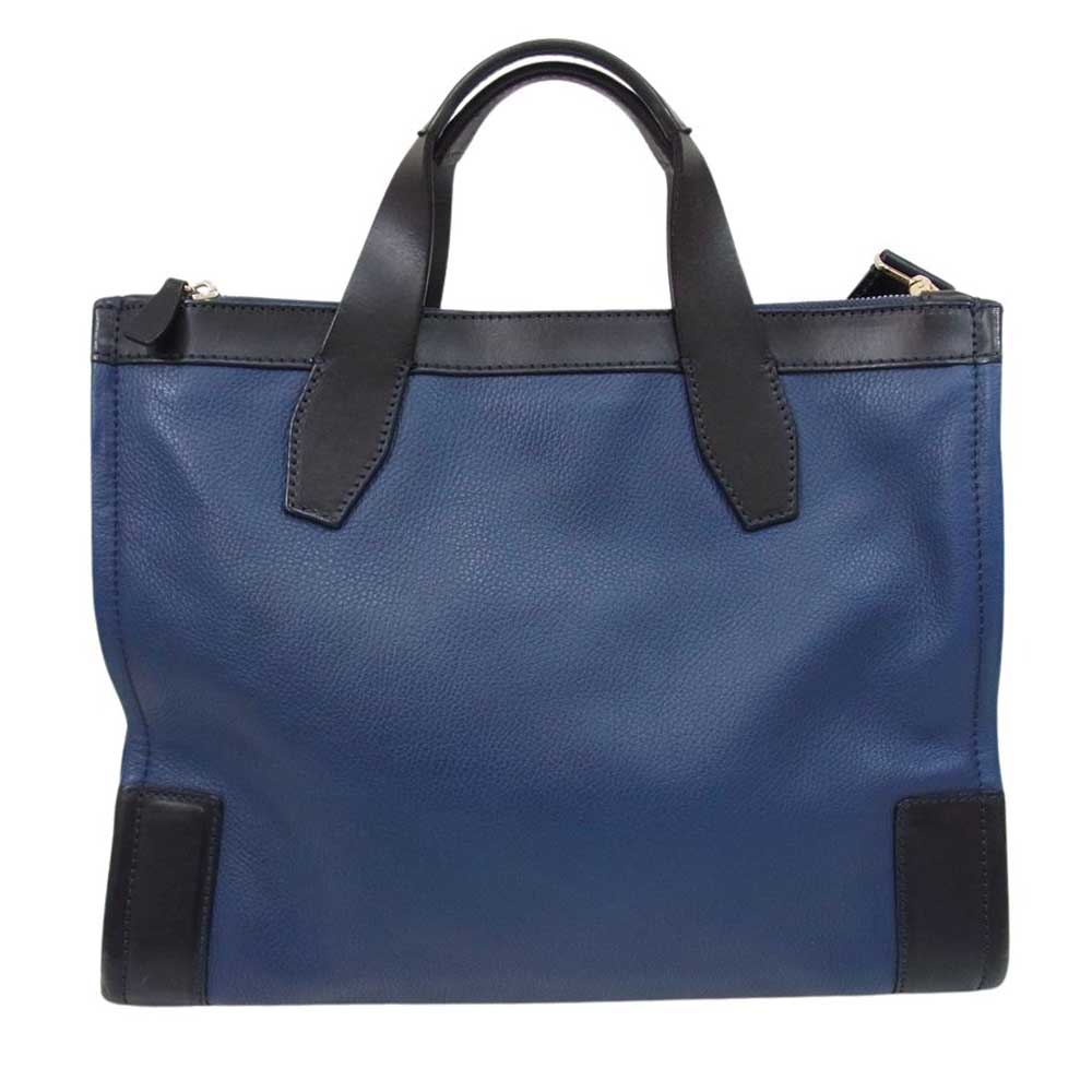STEFANOMANO ステファノマーノ 2way ビジネス トート バッグ ブリーフケース ネイビー系【中古】