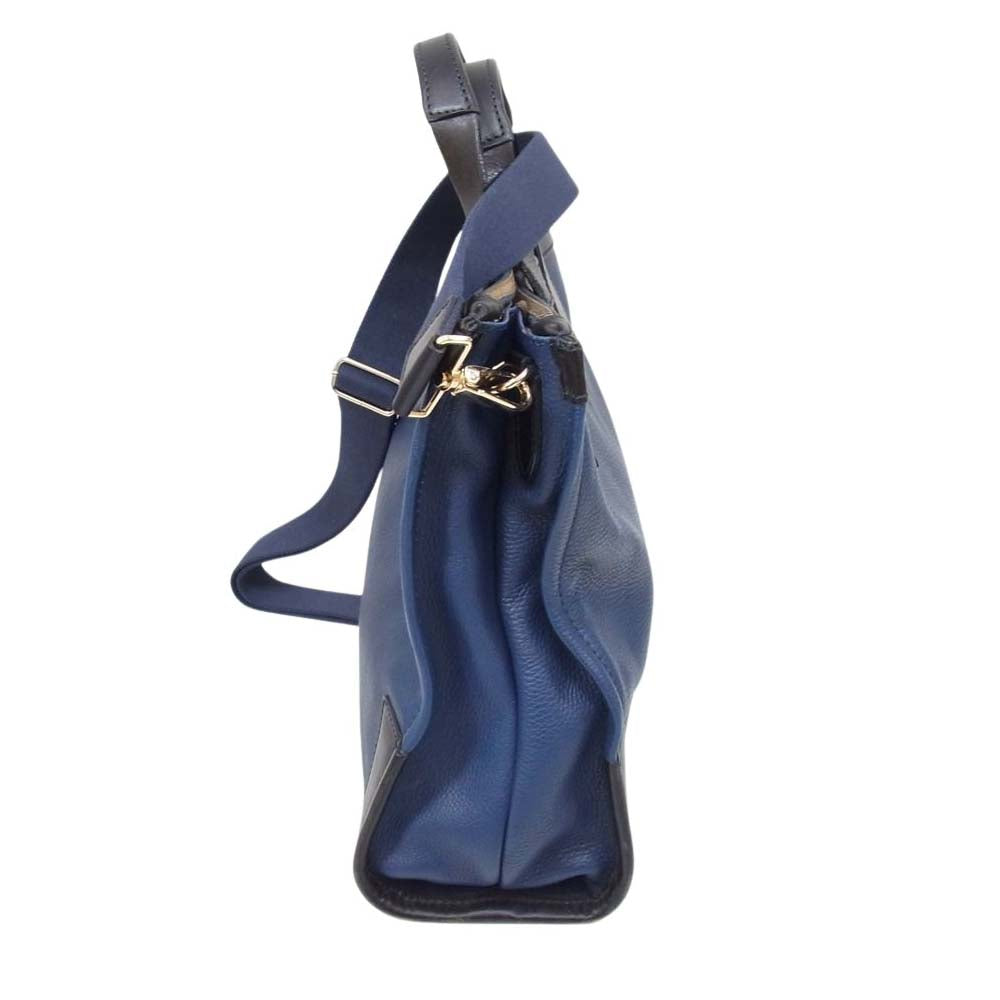 STEFANOMANO ステファノマーノ 2way ビジネス トート バッグ ブリーフケース ネイビー系【中古】