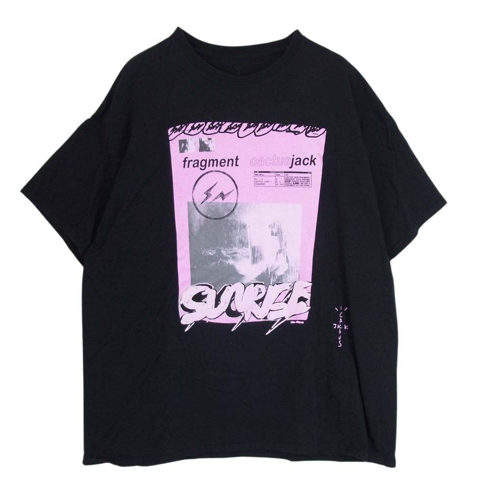FRAGMENT DESIGN フラグメントデザイン × Travis scott cactus jack トラヴィス スコット カクタス ジャック SIZE L PINK SUNRISE TEE プリント 半袖 Tシャツ ブラック系 XL【中古】