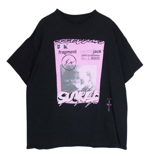 FRAGMENT DESIGN フラグメントデザイン × Travis scott cactus jack トラヴィス スコット カクタス ジャック SIZE L PINK SUNRISE TEE プリント 半袖 Tシャツ ブラック系 XL【中古】