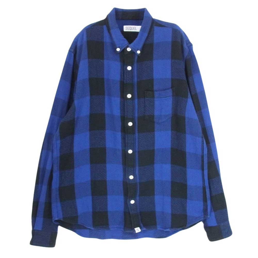 シークエル  NEL CHECK SHIRT ボタンダウン ネル チェック 長袖 シャツ ブルー ブルー系 XL【中古】