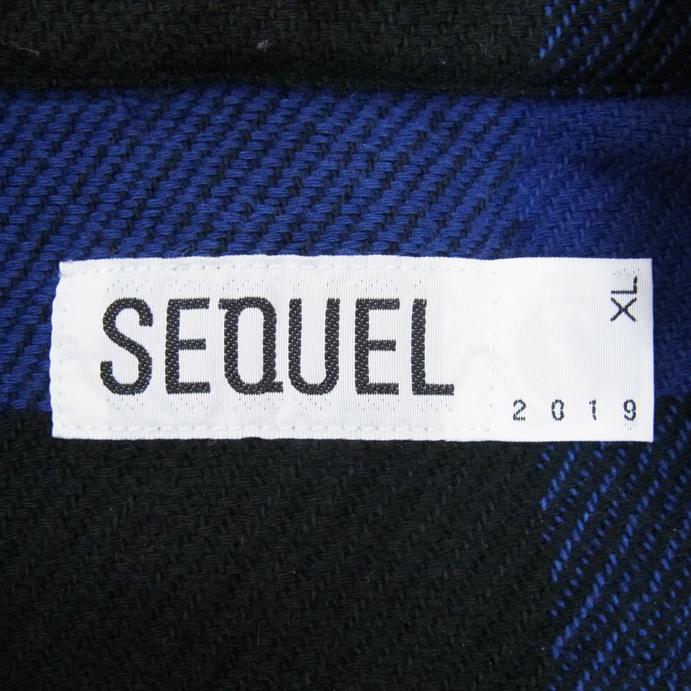 シークエル  NEL CHECK SHIRT ボタンダウン ネル チェック 長袖 シャツ ブルー ブルー系 XL【中古】