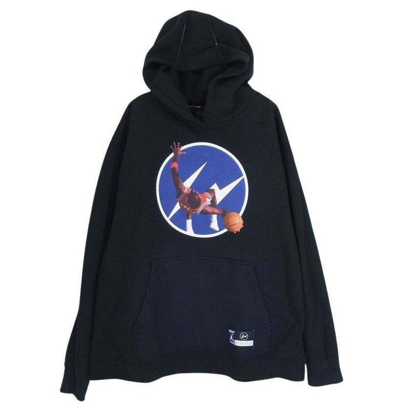 FRAGMENT DESIGN フラグメントデザイン DA2991-010 × JORDAN ジョーダン FLEECE PULLOVER IMAGE HOODY フリース プルオーバー パーカー ブラック系 XXL【中古】