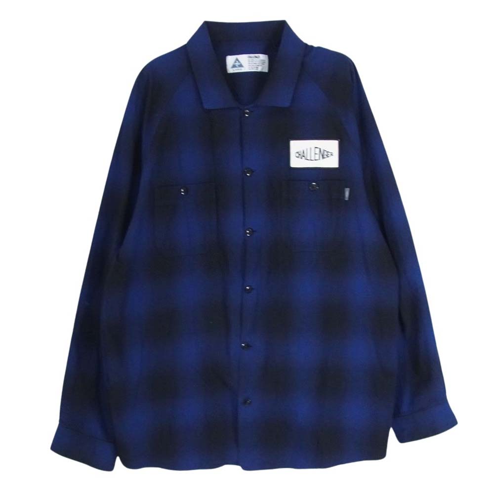 CHALLENGER チャレンジャー CLG-SH 021-007  L/S CHECK WORK SHIRT オンブレ チェック ワーク 長袖 シャツ ブルー系 L【中古】
