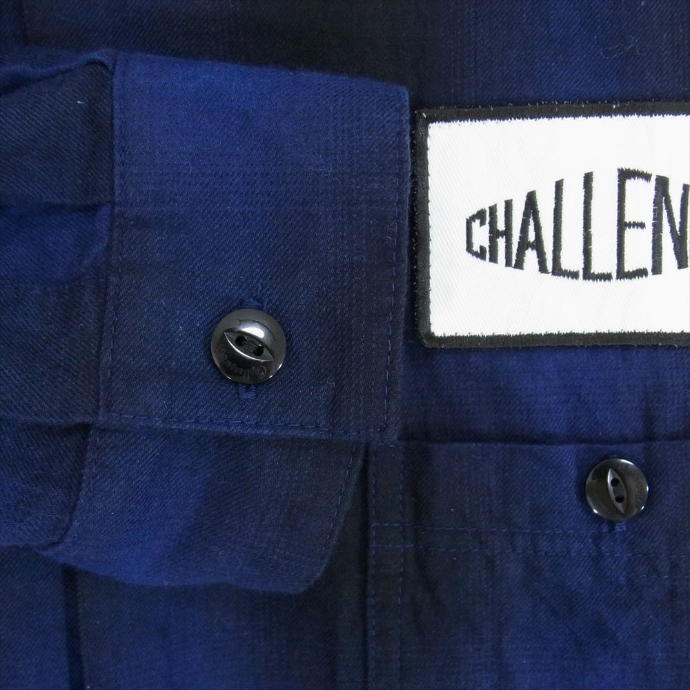 CHALLENGER チャレンジャー CLG-SH 021-007  L/S CHECK WORK SHIRT オンブレ チェック ワーク 長袖 シャツ ブルー系 L【中古】