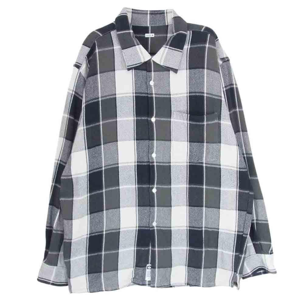 シークエル  NEL CHECK SHIRT ネル チェック 長袖 シャツ コットン 日本製 ホワイト ブラック系 XL【中古】