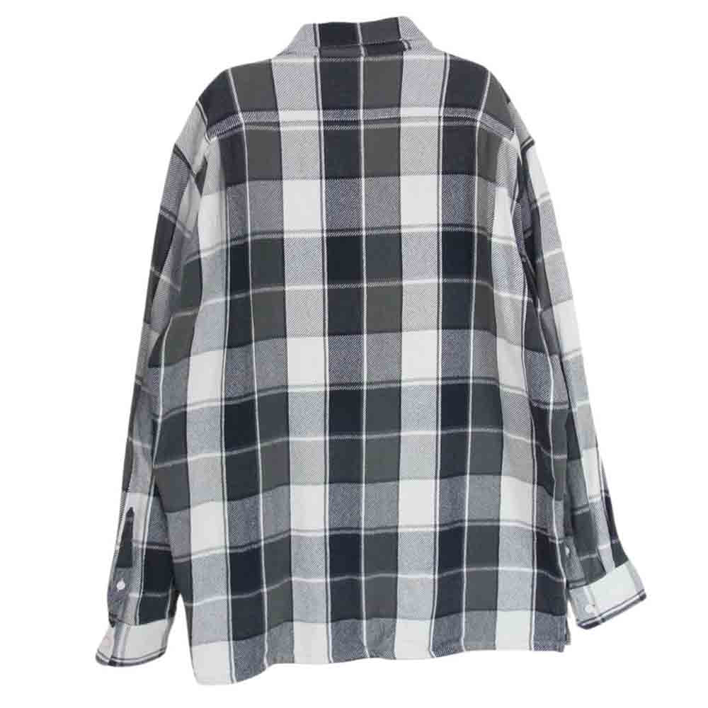 シークエル  NEL CHECK SHIRT ネル チェック 長袖 シャツ コットン 日本製 ホワイト ブラック系 XL【中古】